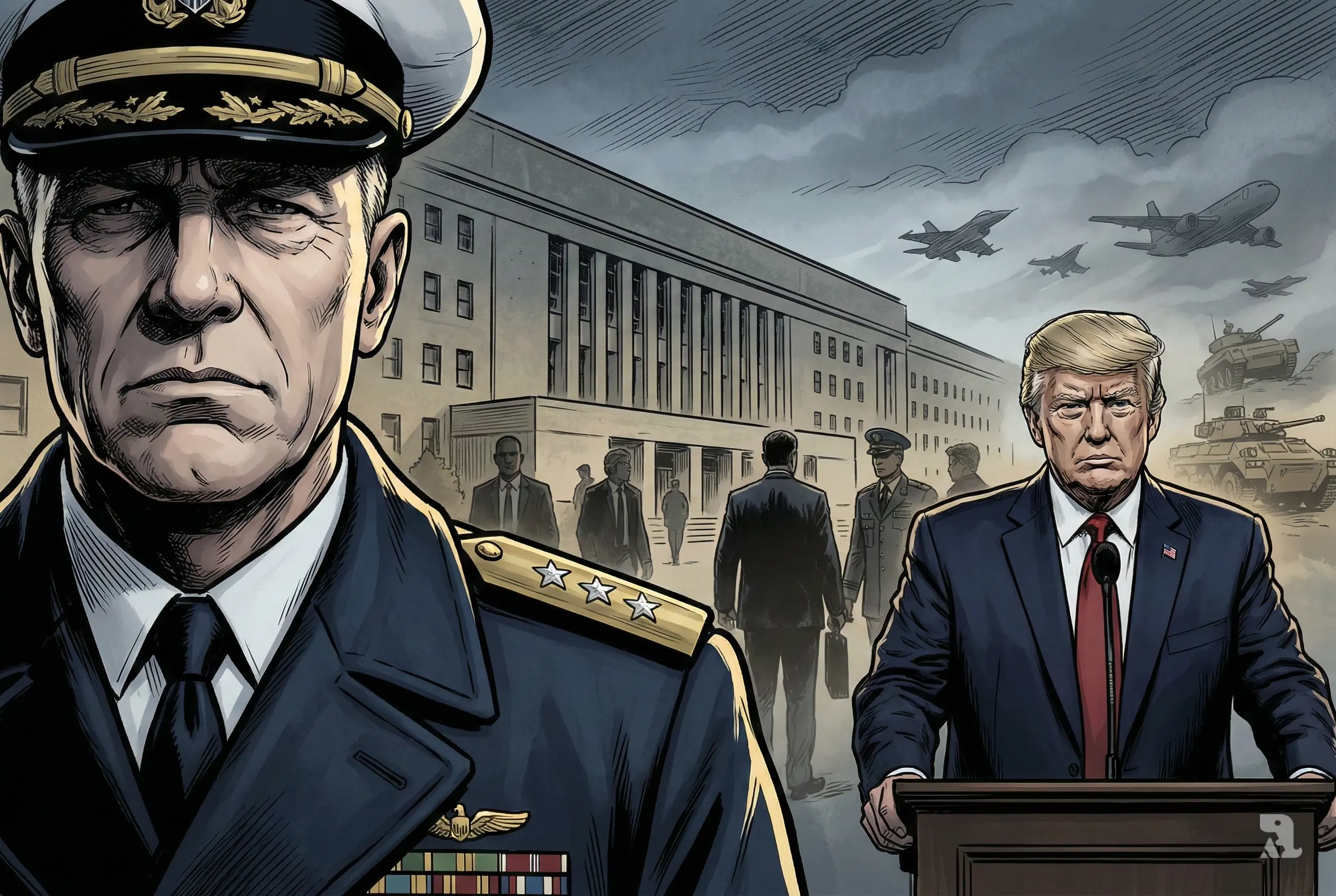 Vice Admiral Fred Kacher close-up outside the Pentagon amid leadership shakeup and Iran tensions.