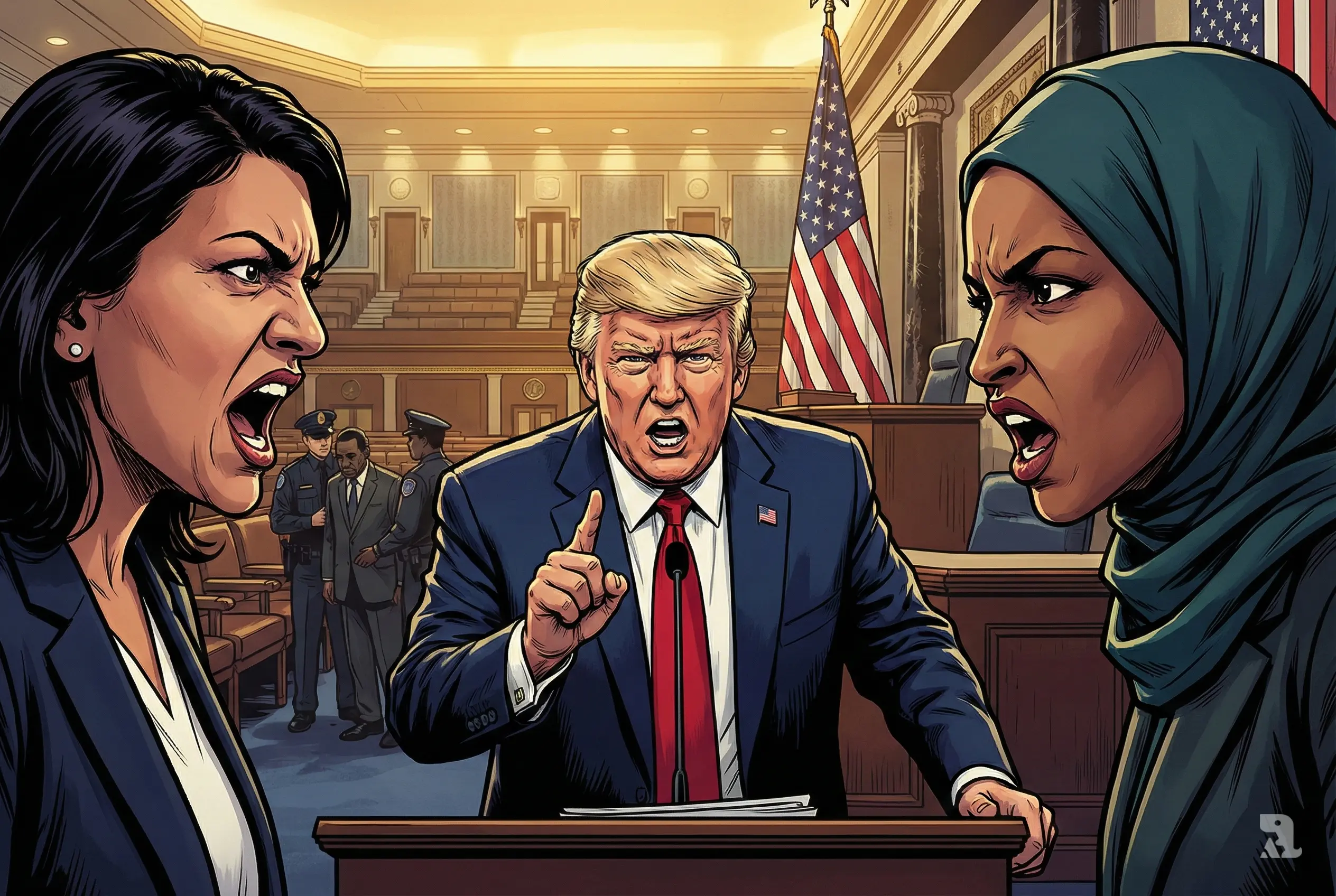Donald Trump clashes with Rashida Tlaib and Ilhan Omar during tense State of the Union in House chamber