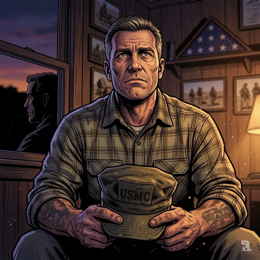 A former Marine from North Carolina, Brian McGinnis, is depicted transitioning from a combat soldier to an anti-war protester challenging his government.