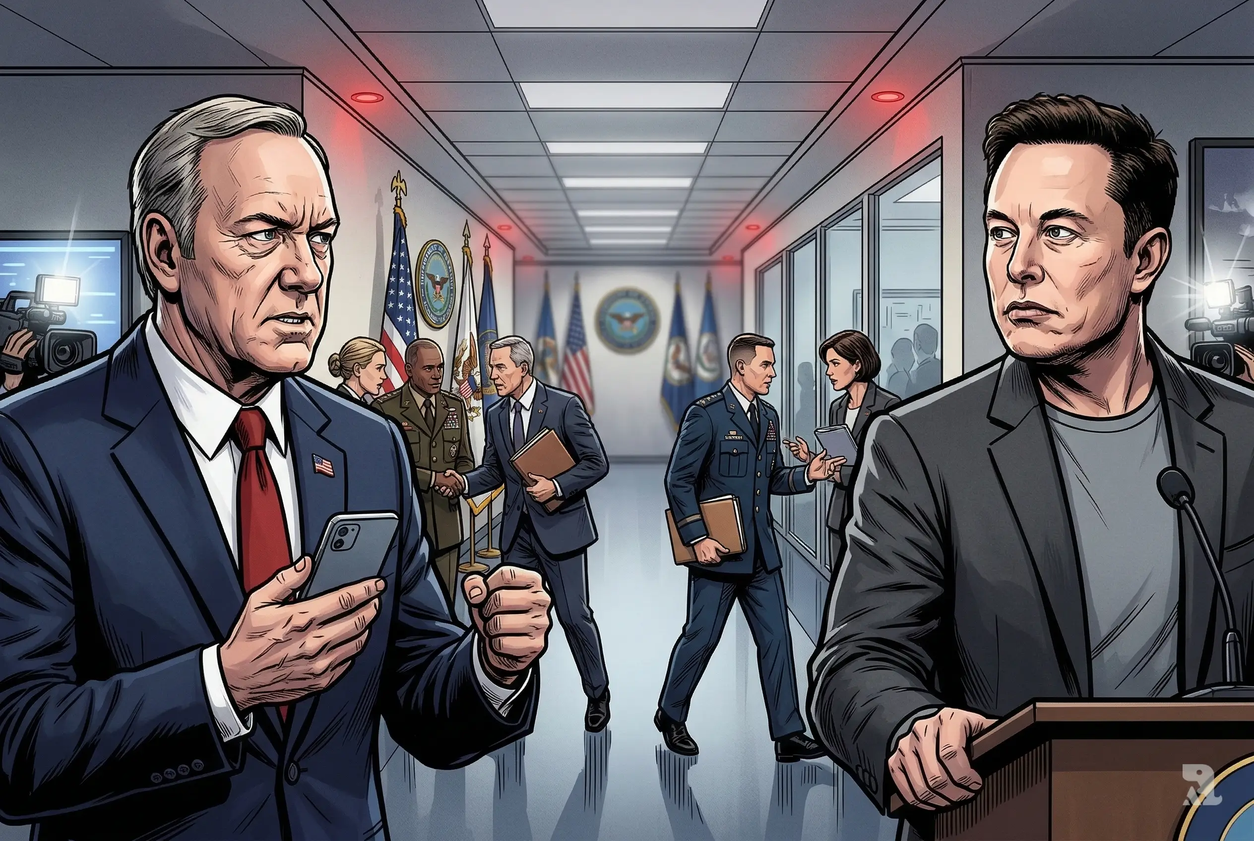 Political leader and tech CEO face off inside Pentagon corridor as defense officials rush during national security conflict