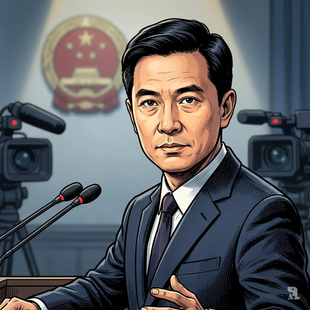 Spokesperson Guo Jiakun delivers China's final, unwavering position on the incident, his expression resolute beneath the blurred national emblem.