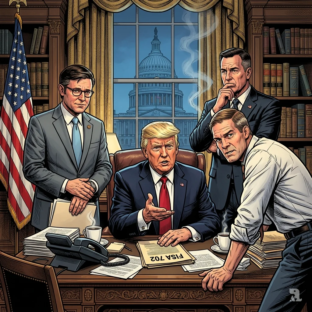 Trump meets with Speaker Johnson and Reps. Jordan and Crawford in a tense Capitol Hill negotiation.